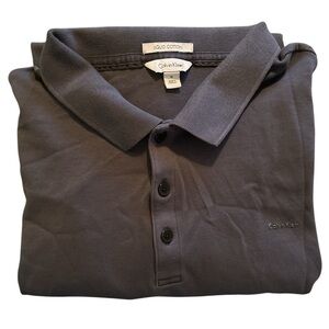 Calvin Klein Men's Short Sleeve Liquid Touch Polo Button Down Shirt, Charcoal XL